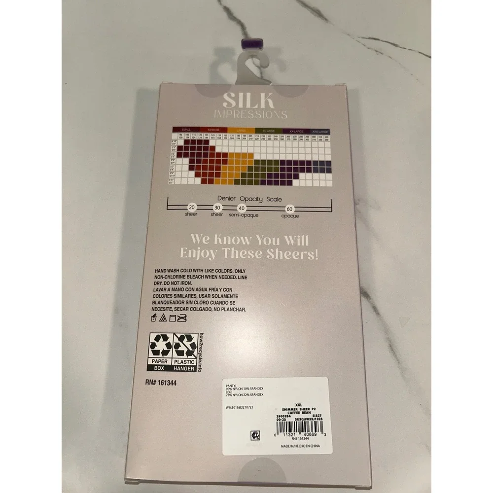 Silk Impressions 2 Pair Shimmer Sheer High Waisted Pantyhose Coffee Bean XXL NEW